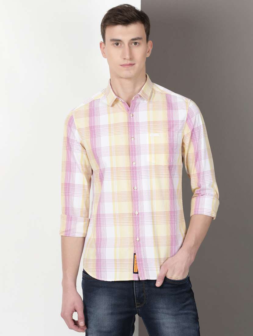 men checkered long sleeve regular fit casual shirt