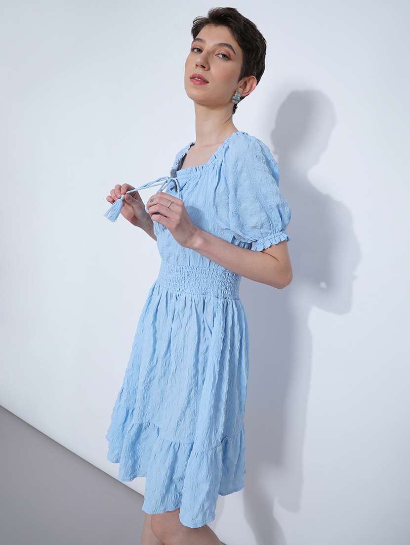 women solid off shoulder tiered dress - 21954945 -  Standard Image - 2