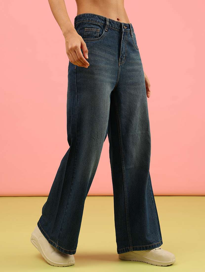 women solid mid rise wide leg jean - 21954946 -  Standard Image - 2