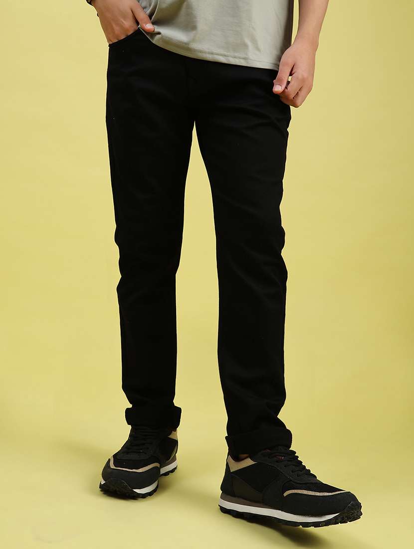 men plain mid rise full length jean