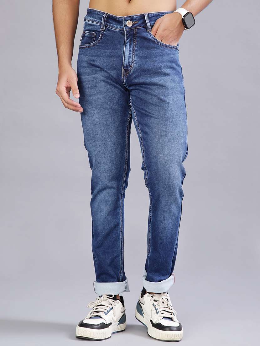 men washed mid rise slim fit jeans - 21955689 -  Standard Image - 2