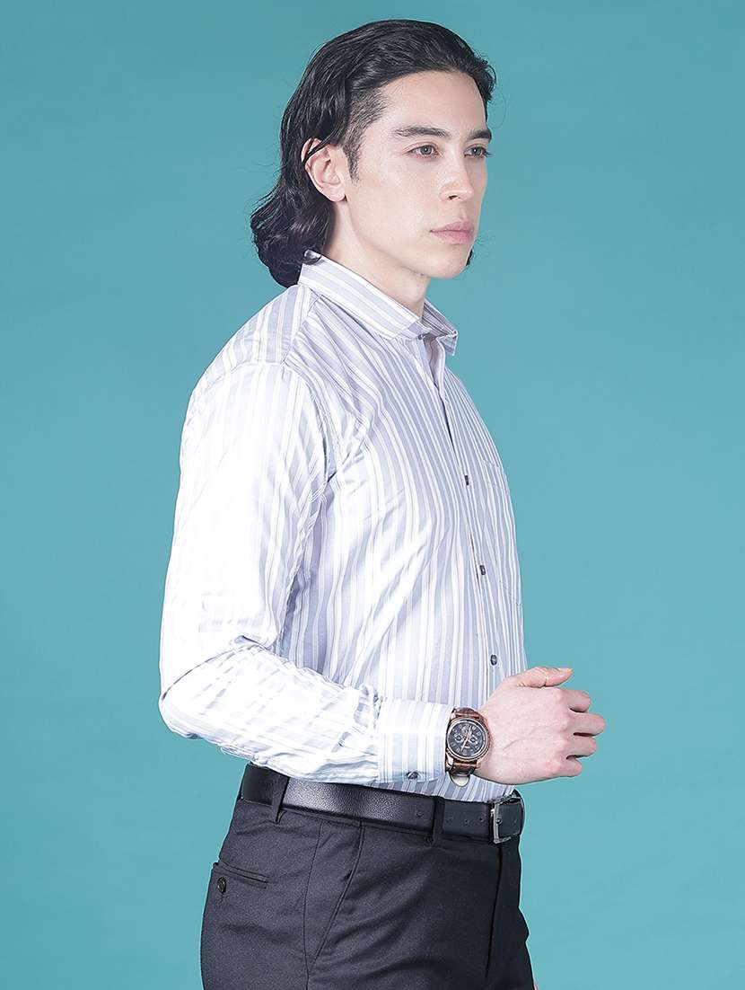 men striped long sleeve slim fit formal shirt - 21955691 -  Standard Image - 2
