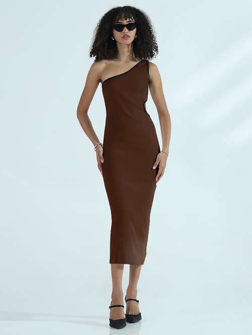 women solid single shoulder cut out bodycon dress - 21955783 - Standard Image - 0
