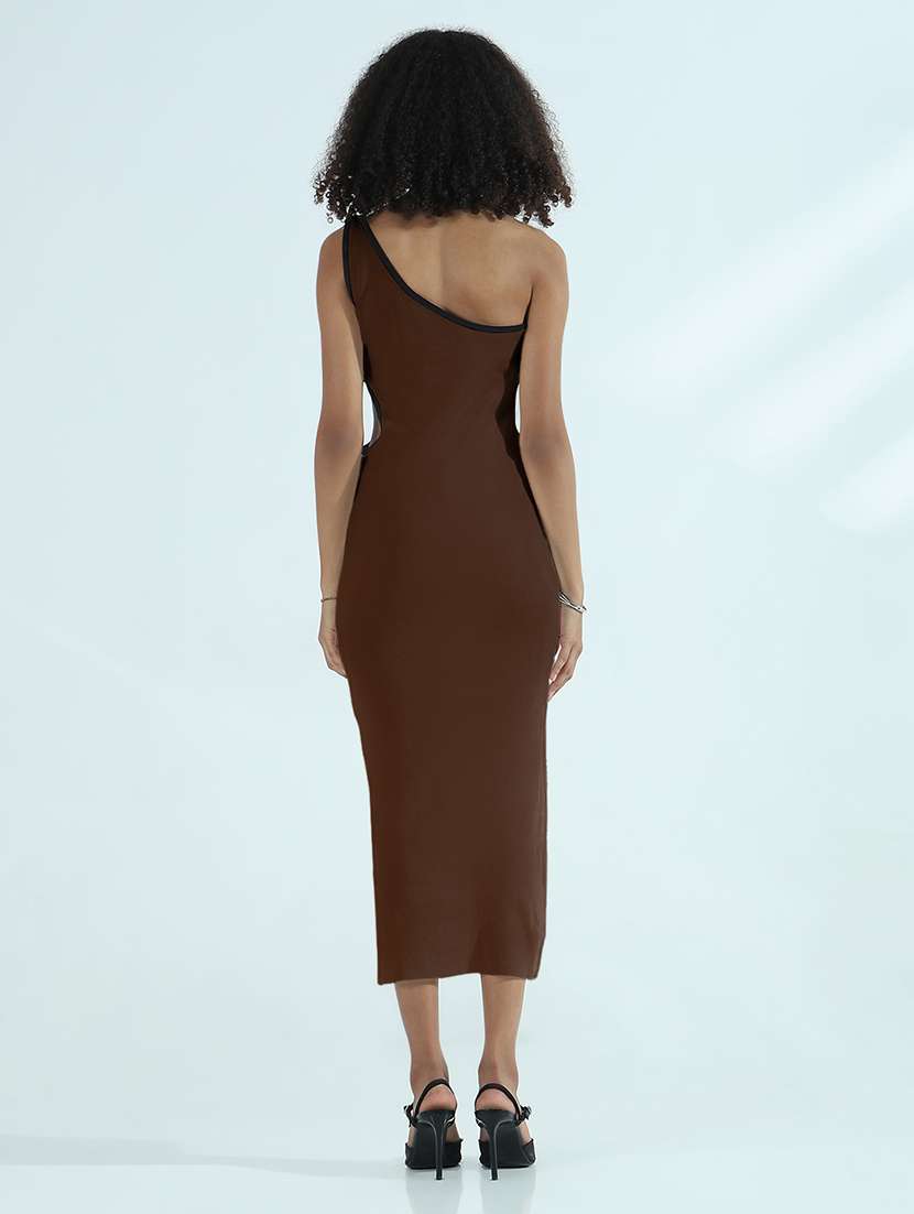 women solid single shoulder cut out bodycon dress - 21955783 - Standard Image - 2