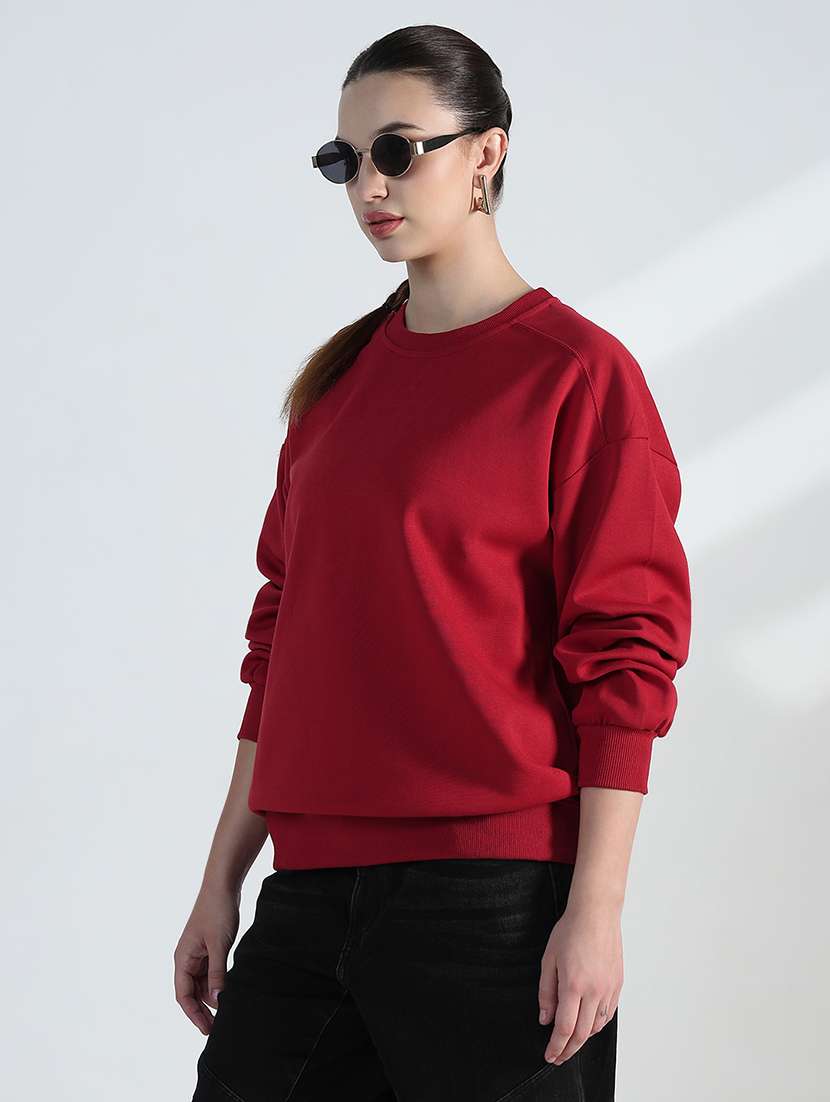women solid long sleeve loose fit sweatshirt - 21955786 -  Standard Image - 2