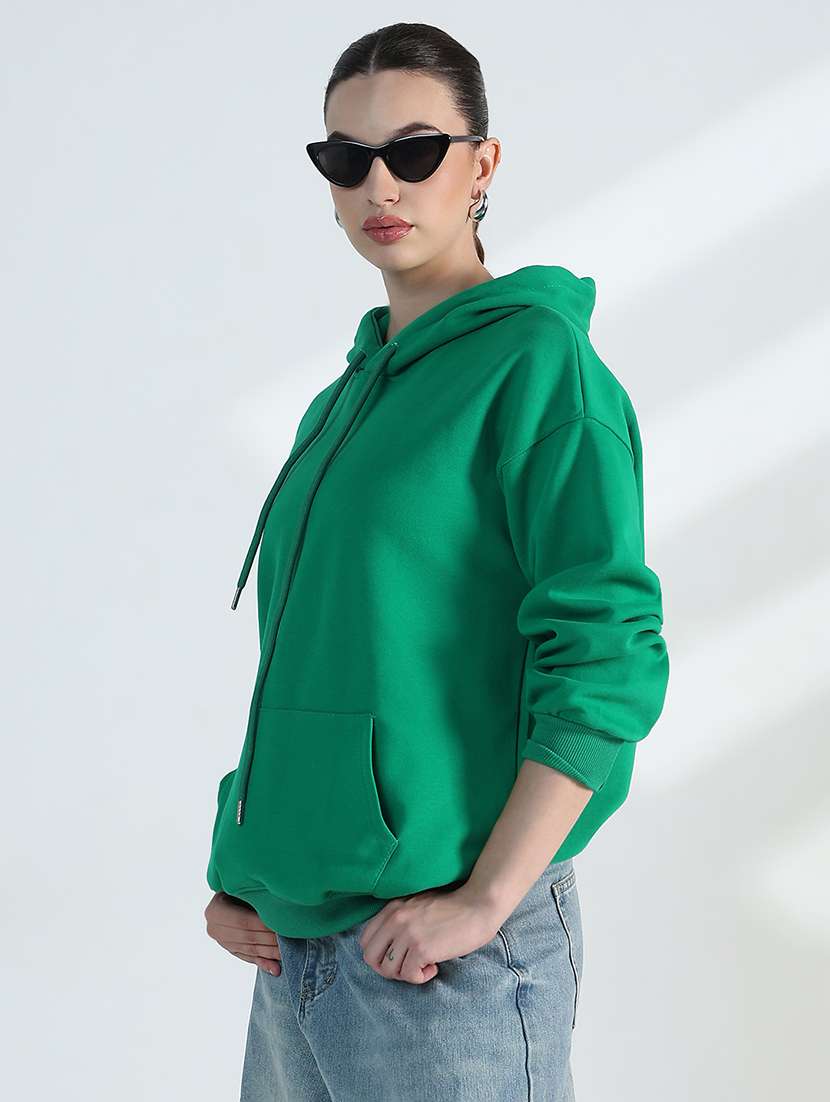 women solid long sleeve loose fit hooded sweatshirt - 21955788 - Standard Image - 2