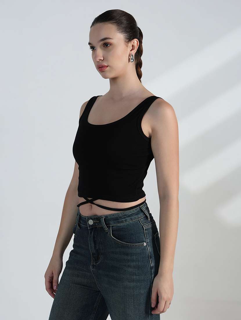 women printed long sleeve crop sweatshirt with tank top - 21955816 -  Standard Image - 2