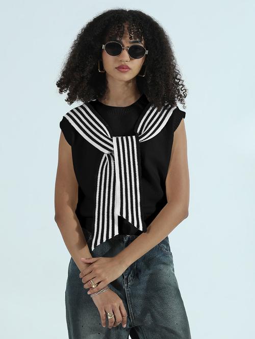 women solid sleeveless tie up neck top - 21955840 -  Standard Image - 0