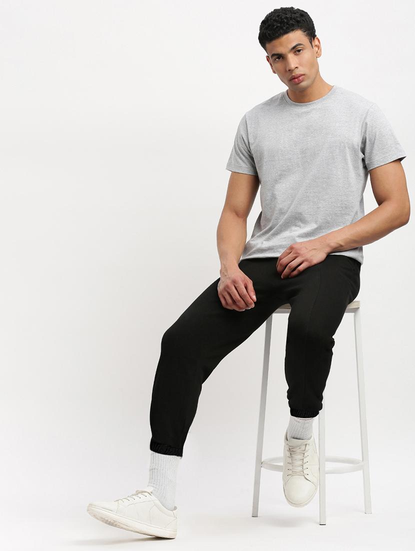 men black solid mid rise full length jogger - 21955897 - Standard Image - 2