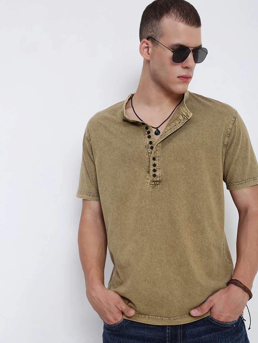 men solid short sleeve regular fit t-shirt