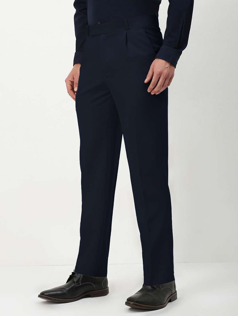 men solid mid rise pleated formal trouser - 21955941 - Standard Image - 2