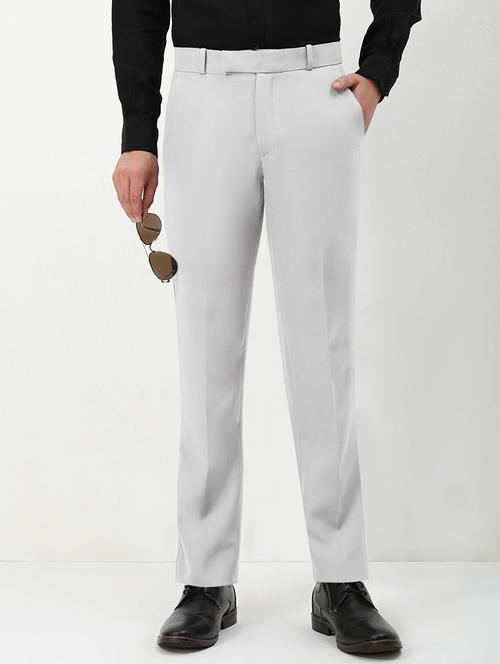men solid mid rise flat front formal trouser - 21955942 -  Standard Image - 0
