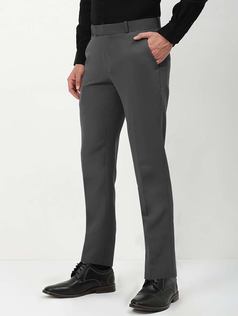 men solid mid rise flat front formal trouser - 21955943 -  Standard Image - 2