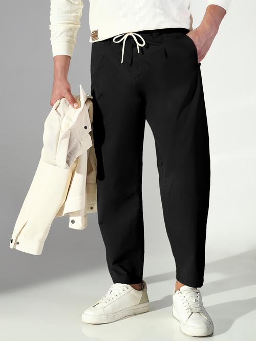men black solid straight fit casual trouser - 21955948 -  Standard Image - 0