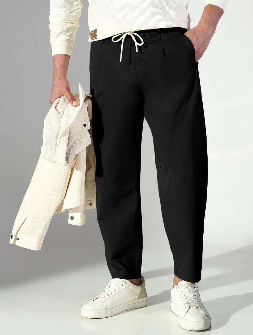 men black solid straight fit casual trouser - 21955948 -  Zoom Image - 0