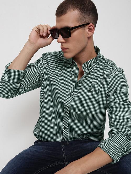 men checkered collared long sleeve shirt - 21955949 - Standard Image - 0