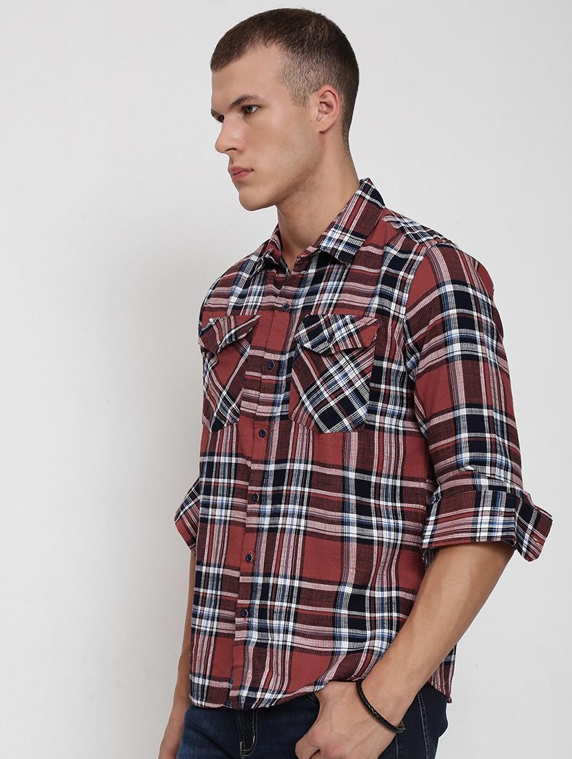 men checkered collared long sleeve shirt - 21955959 - Standard Image - 2