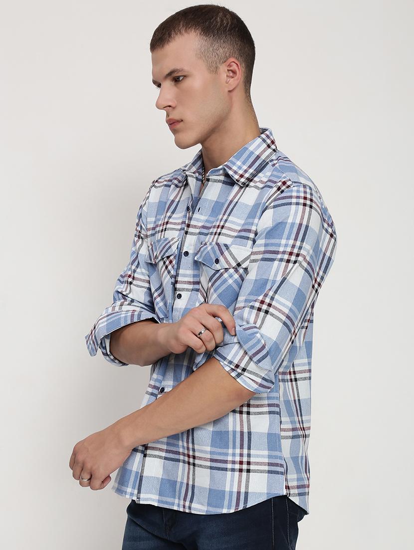men checkered collared long sleeve shirt - 21955961 - Standard Image - 2