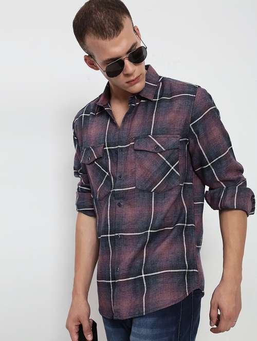 men checkered collared long sleeve shirt - 21955963 -  Standard Image - 0