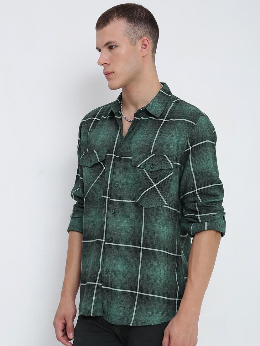 men checkered collared long sleeve shirt - 21955964 - Standard Image - 2