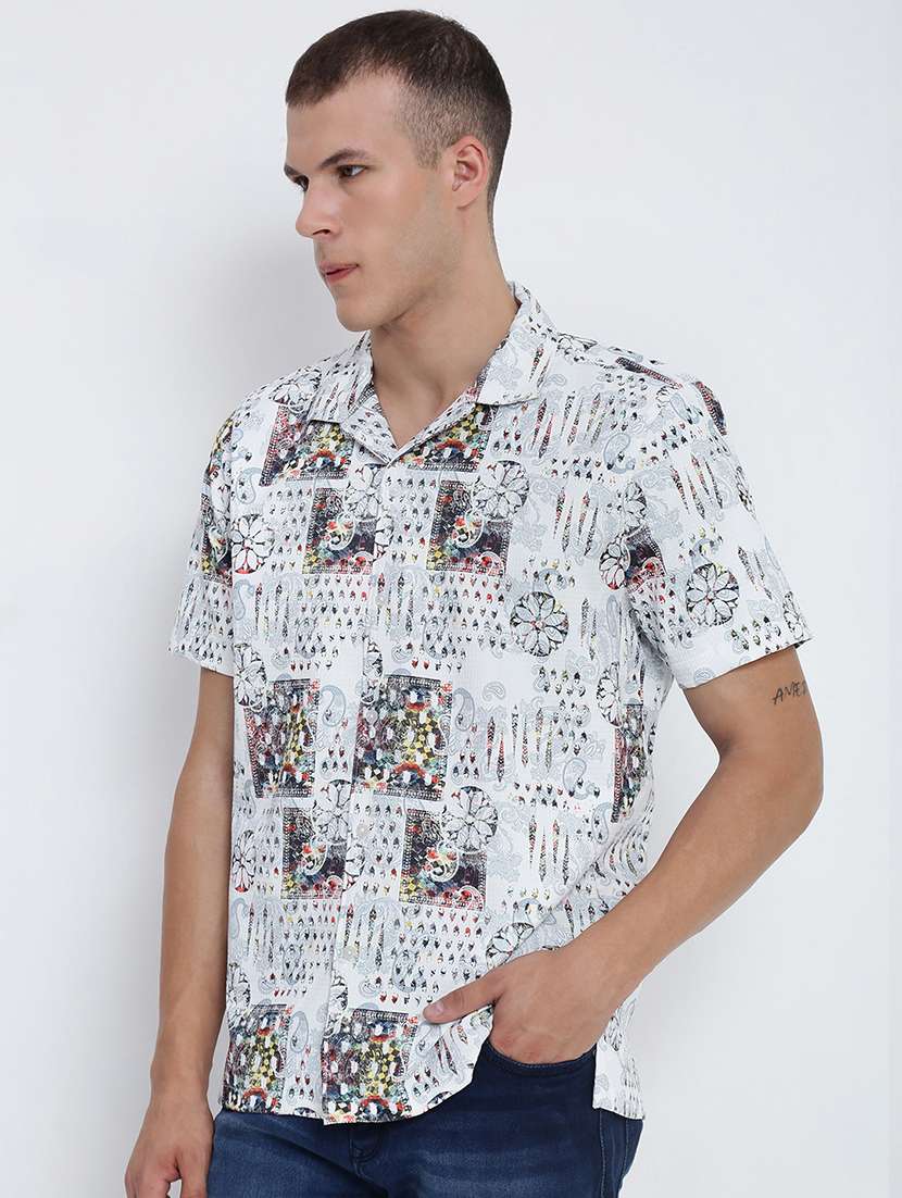 Men Printed Cuban Collared Short Sleeve Shirt - 21955969 -  Standard Image - 2