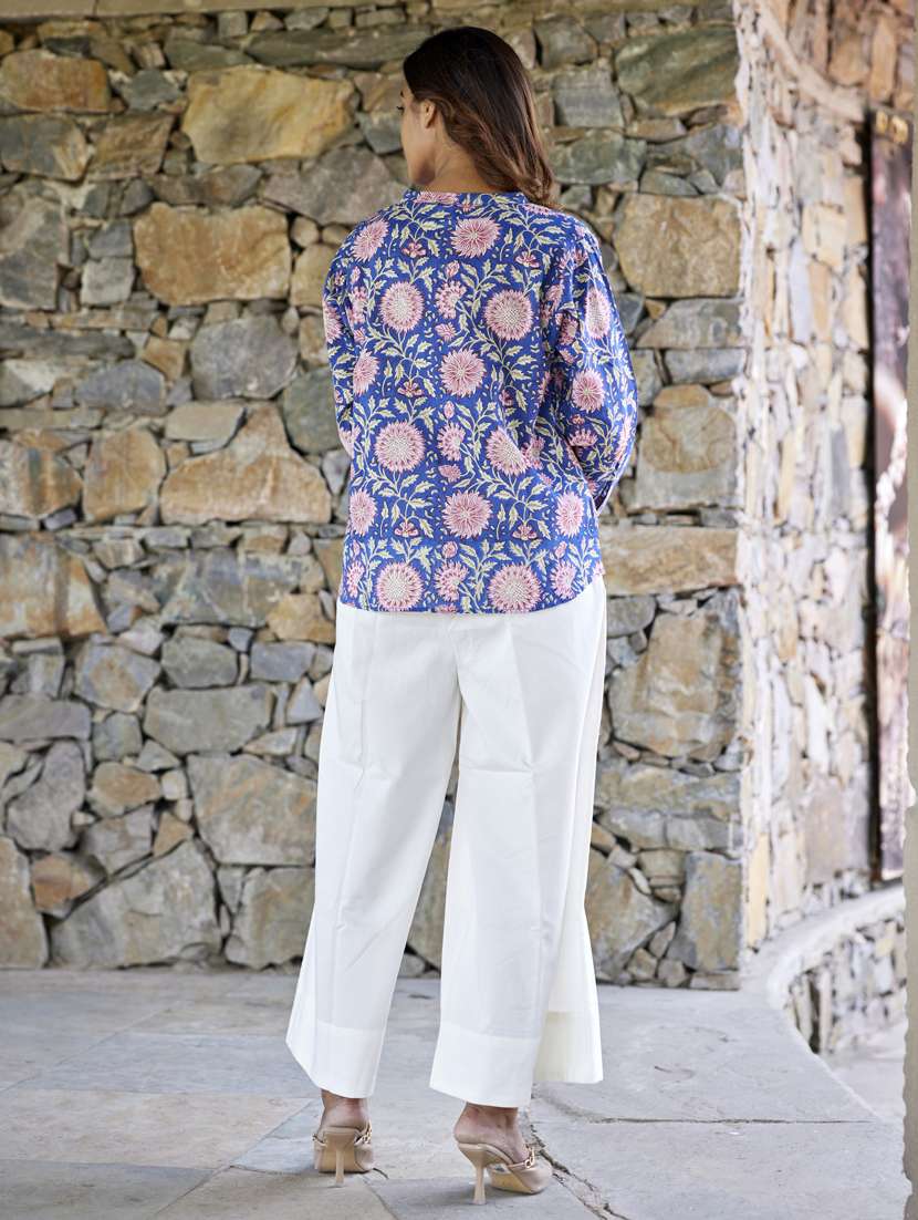 women printed long sleeve a-line ethnic top - 21956004 - Standard Image - 2