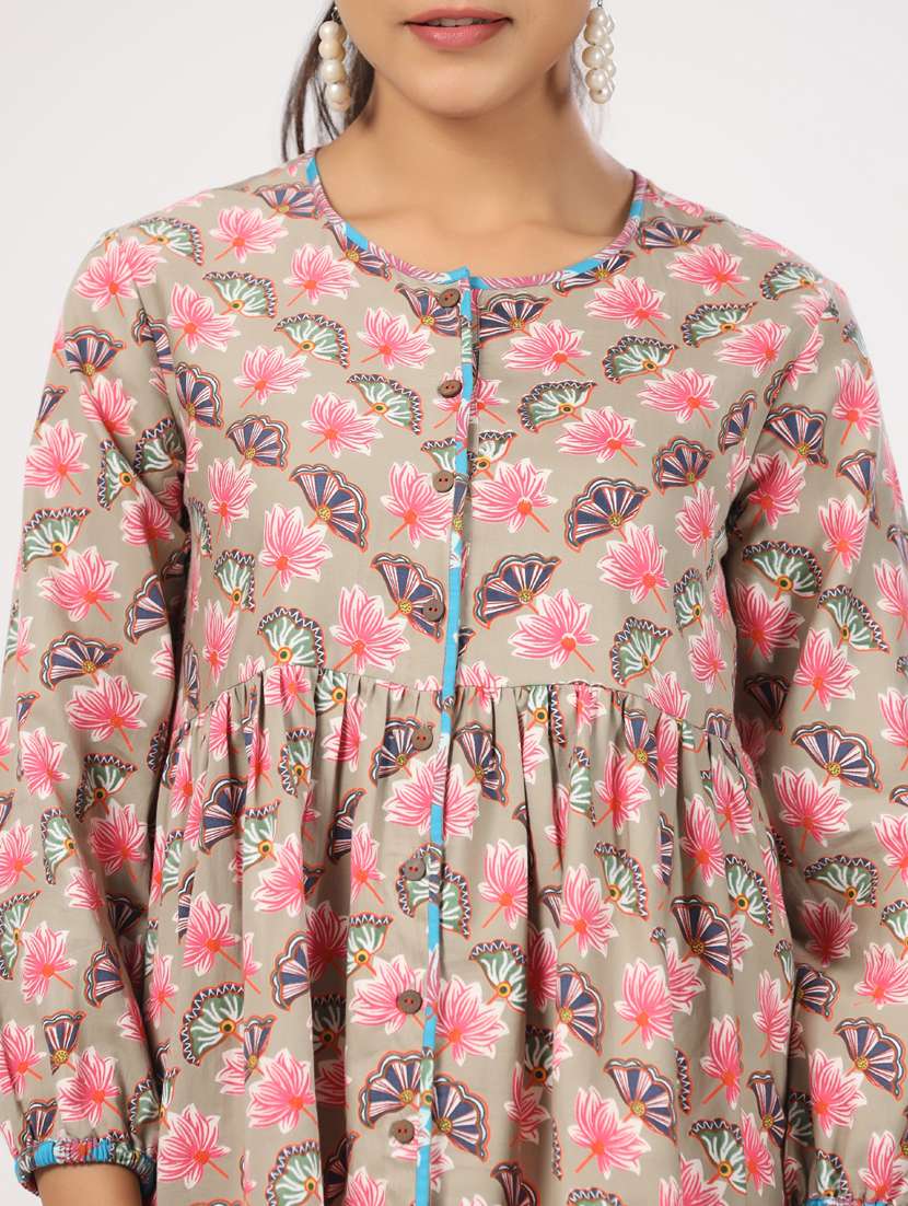 women three quarter sleeve peplum ethnic top - 21956013 - Standard Image - 7