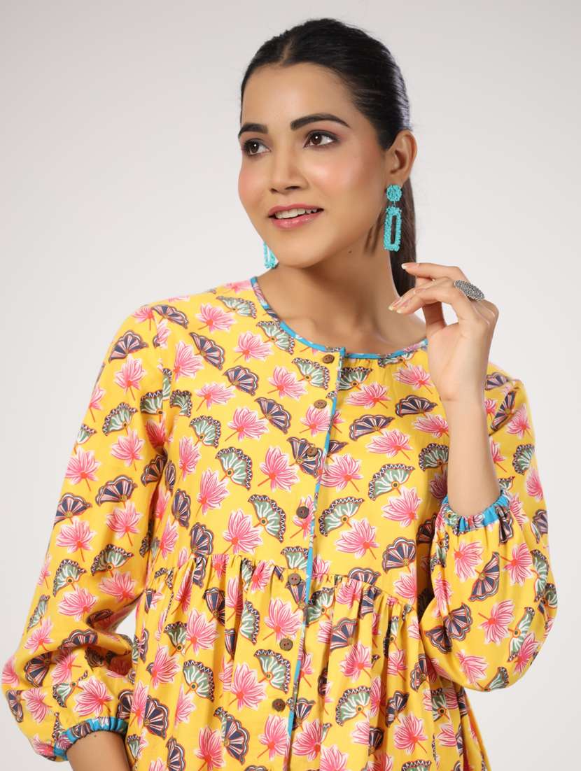 women three quarter sleeve peplum ethnic top - 21956014 - Standard Image - 7