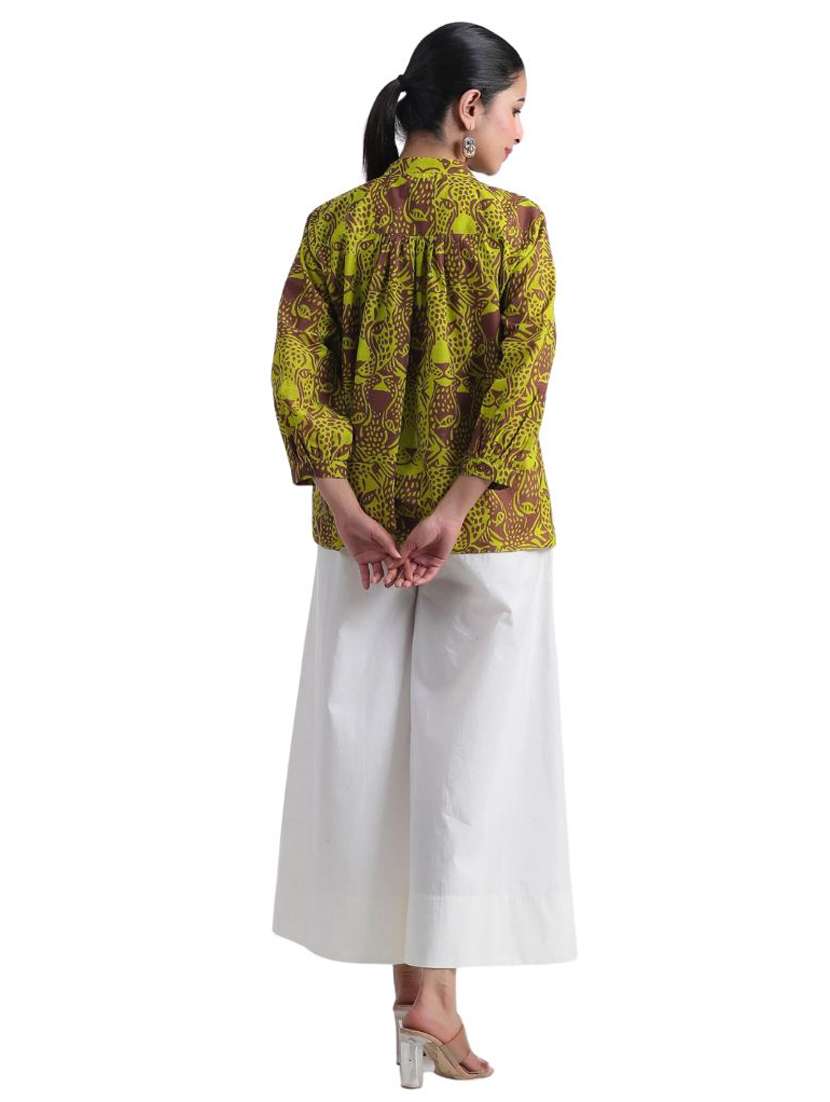 women green printed three quarter sleeve ethnic top - 21956024 - Standard Image - 2