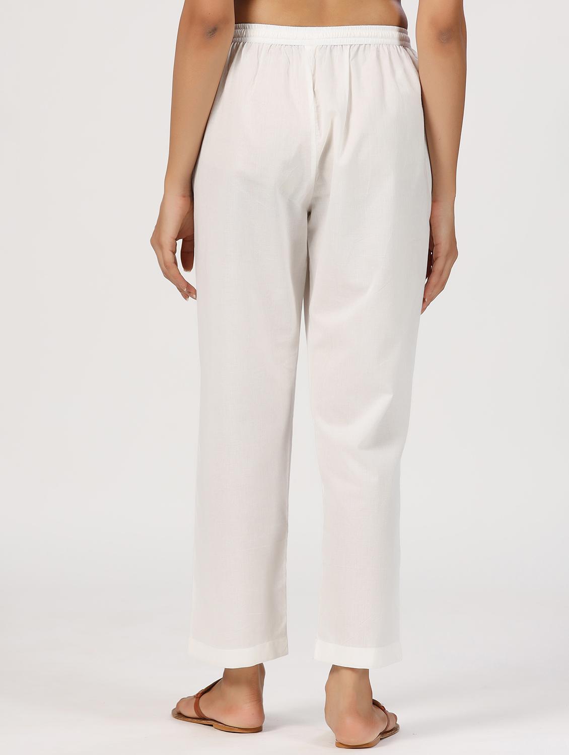 women white solid mid rise tapered pant - 21956033 - Standard Image - 2