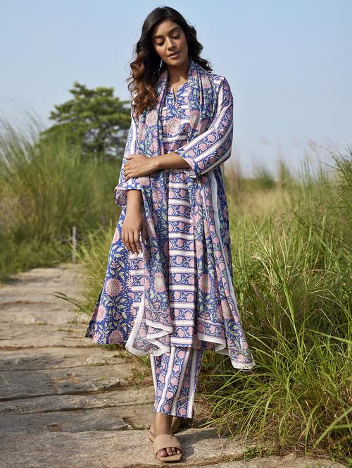 women floral printed long sleeve a-line kurta - 21956049 -  Standard Image - 0
