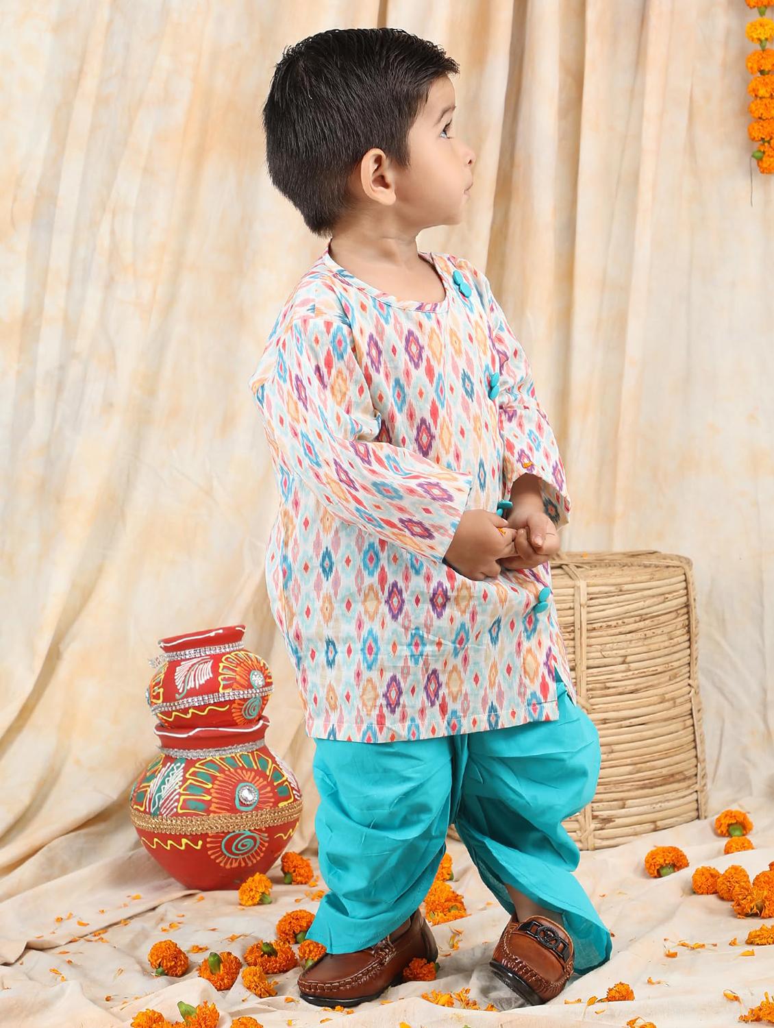boys printed kurta and dhoti set - 21956052 - Standard Image - 2