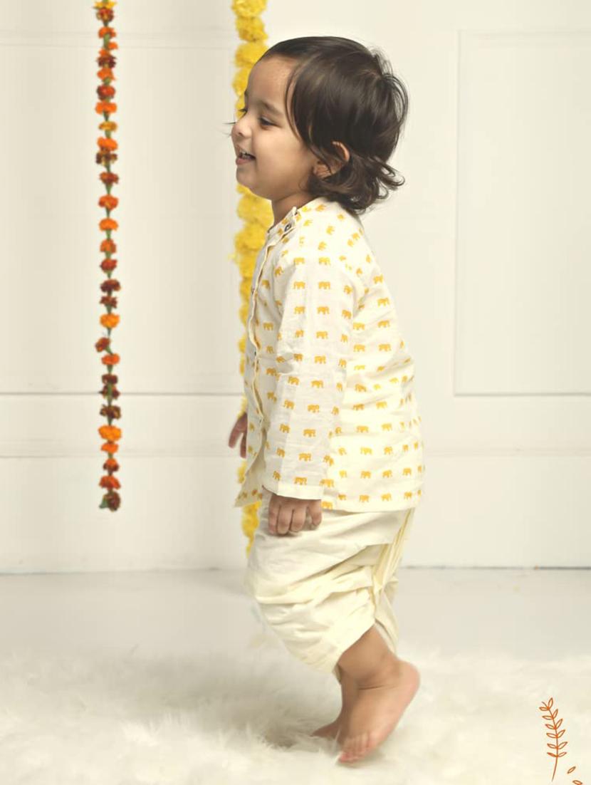 boys printed long sleeve kurta and dhoti set - 21956058 - Standard Image - 2