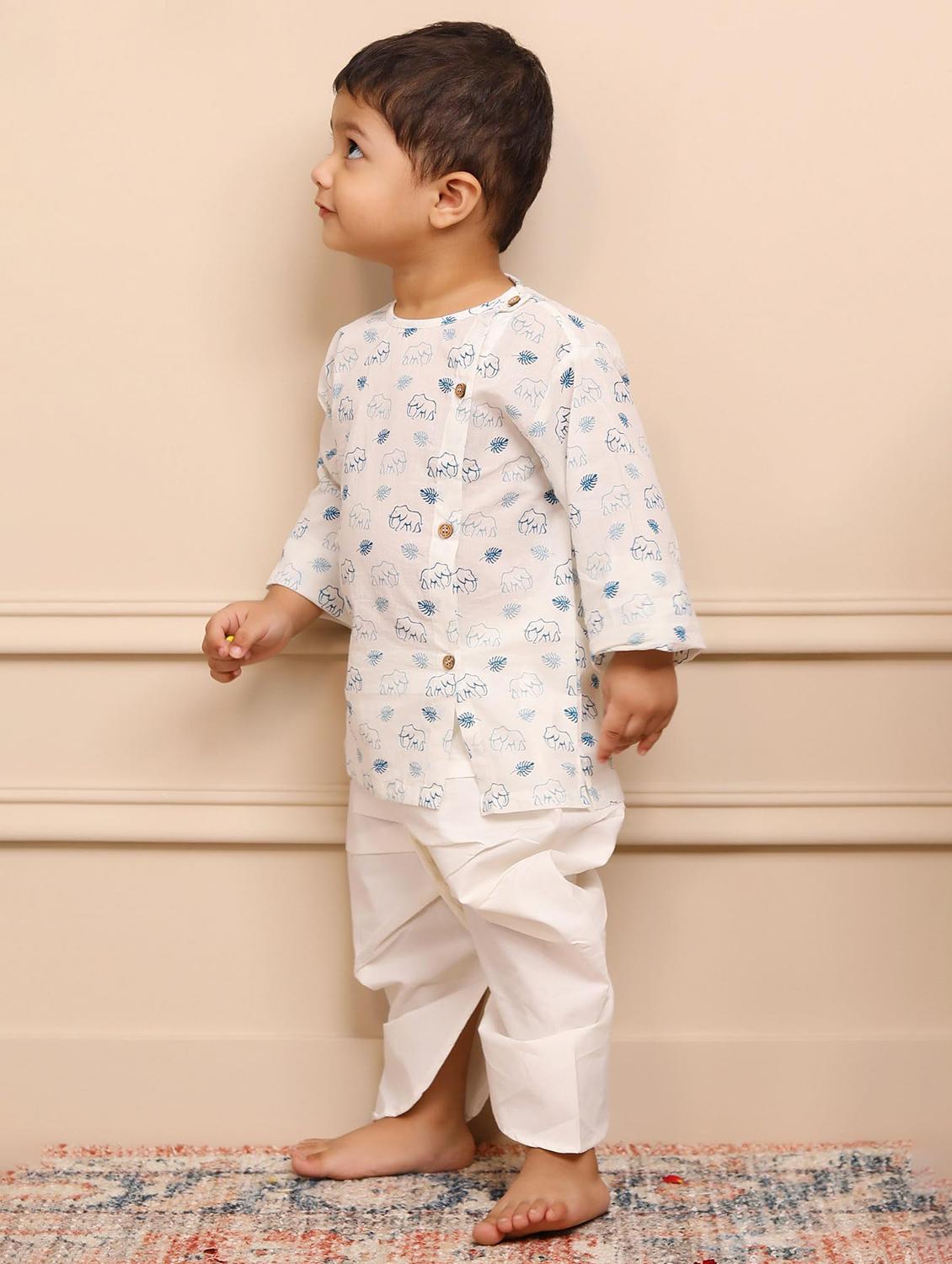 boys printed long sleeve kurta and dhoti set - 21956059 - Standard Image - 2
