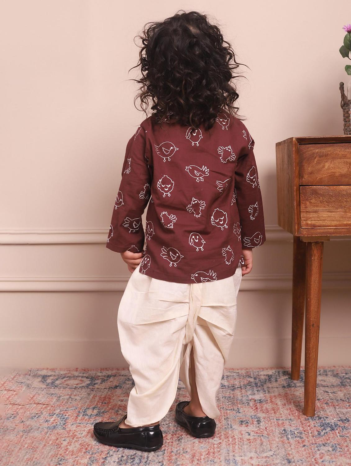 boys printed long slevee kurta and dhoti set - 21956061 - Standard Image - 2
