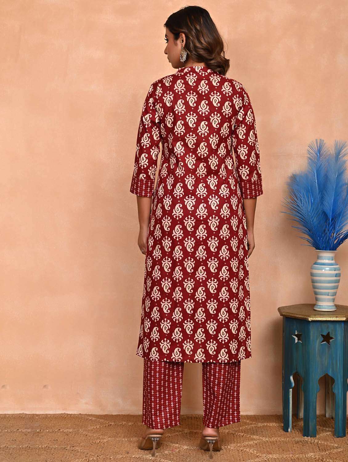 women three quarter sleeve kurta pant with dupatta set - 21956091 -  Standard Image - 2