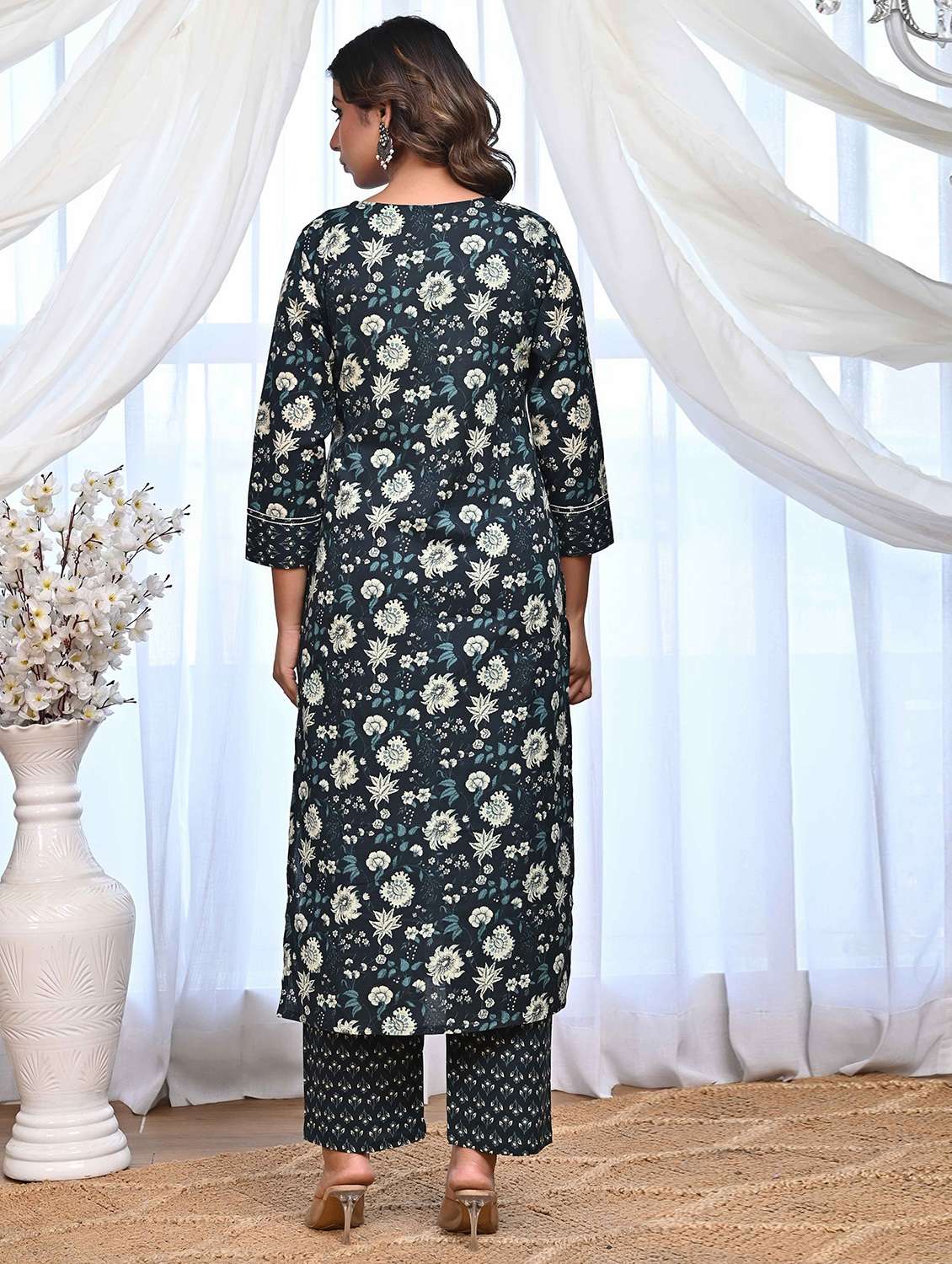 women three quarter sleeve kurta pant with dupatta set - 21956092 -  Standard Image - 2