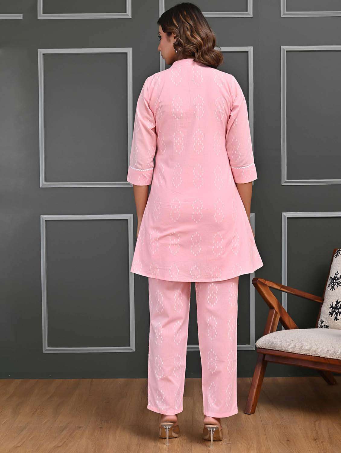 women three quarter sleeve ethnic co-ord set - 21956106 -  Standard Image - 2