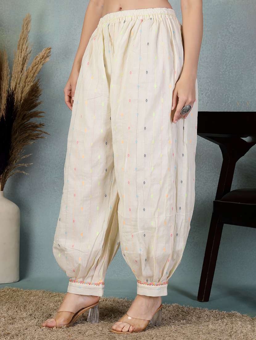 women cream self design mid rise salwar - 21956111 -  Standard Image - 2