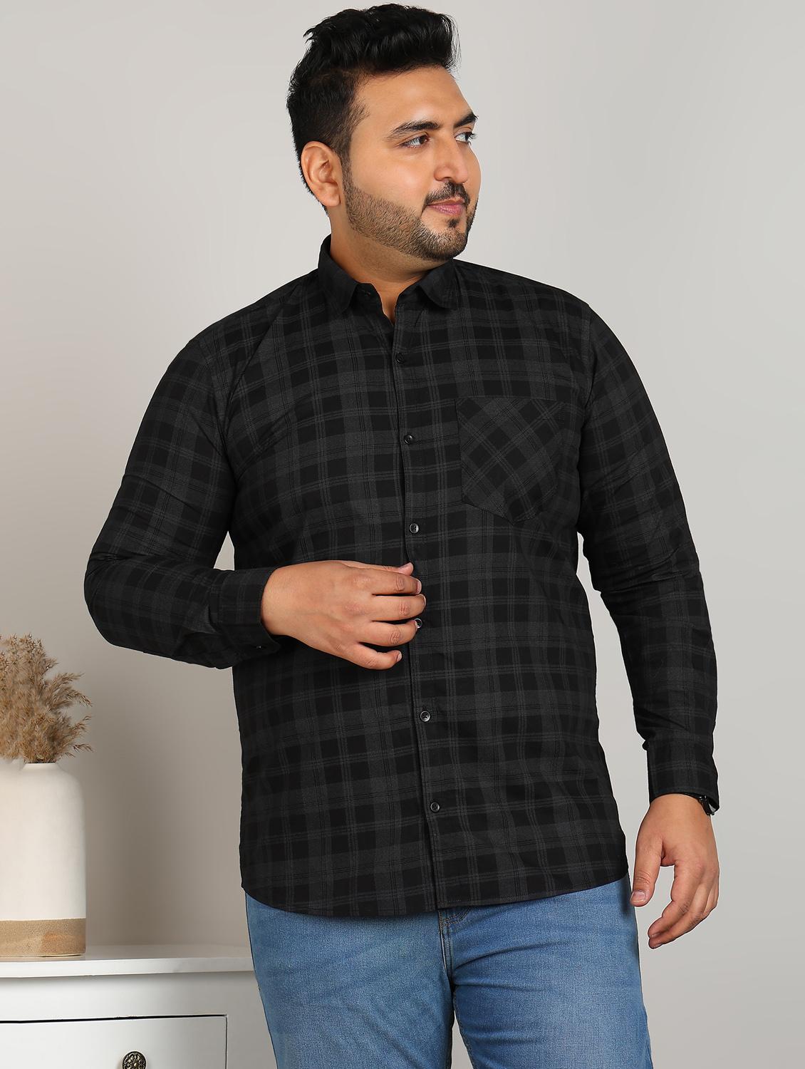 men plus size checkered long sleeve regular fit casual shirt - 21956190 - Standard Image - 2