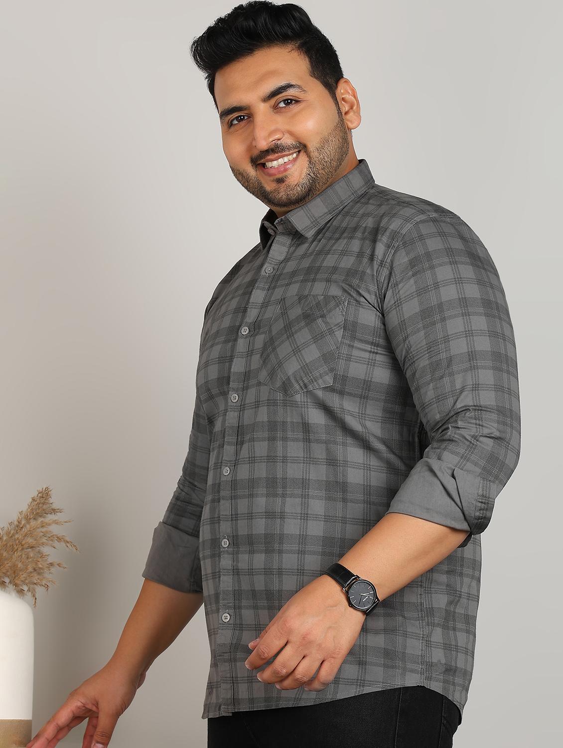 men plus size checkered long sleeve regular fit casual shirt - 21956191 - Standard Image - 2