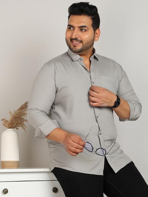 men plus size solid long sleeve regular fit casual shirt - 21956194 - Standard Image - 0