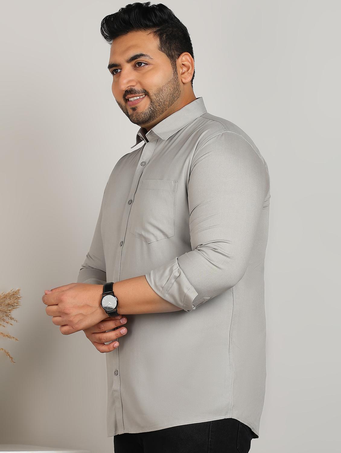 men plus size solid long sleeve regular fit casual shirt - 21956194 - Standard Image - 2