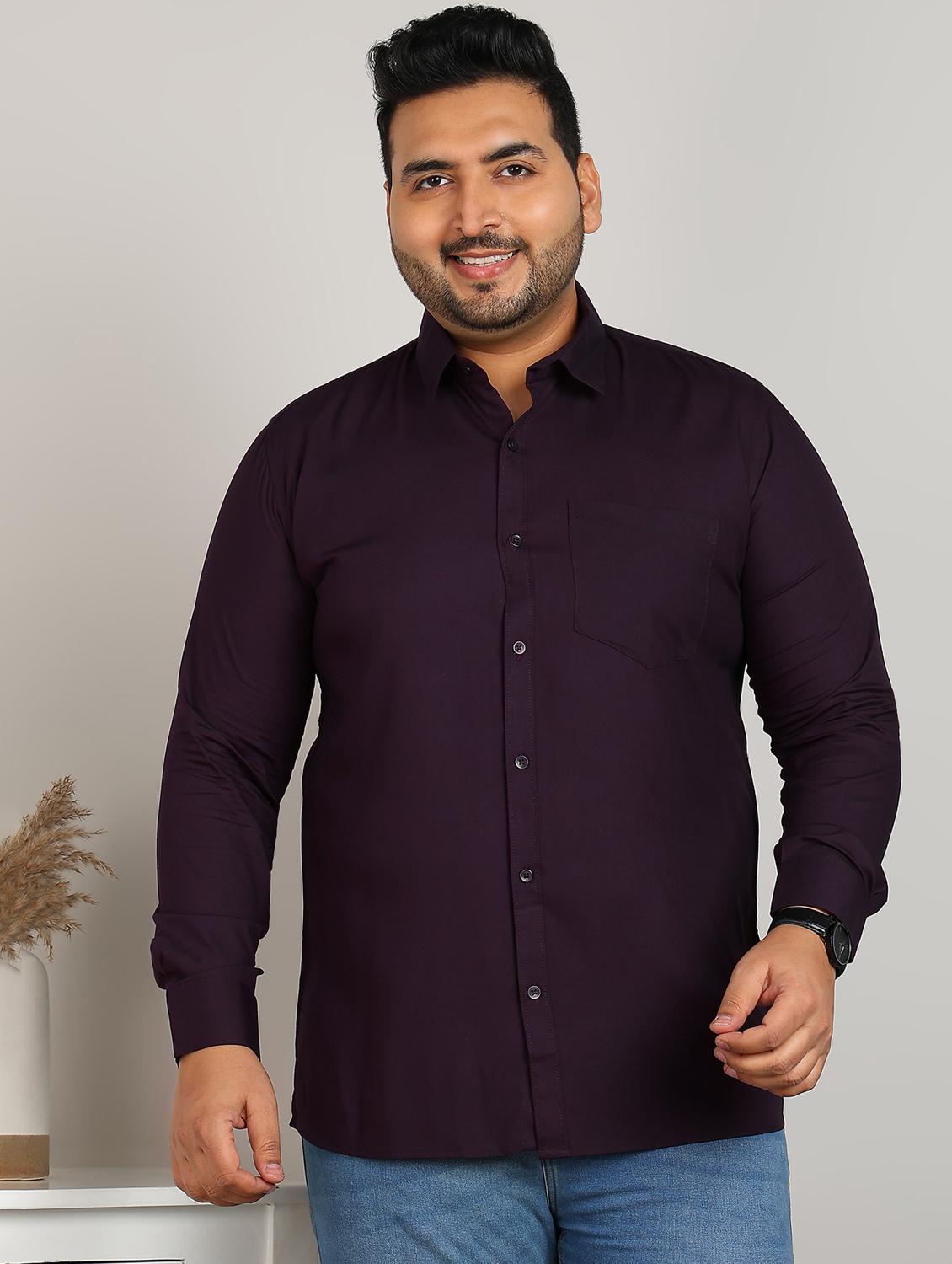 men plus size solid long sleeve regular fit casual shirt - 21956195 - Standard Image - 2