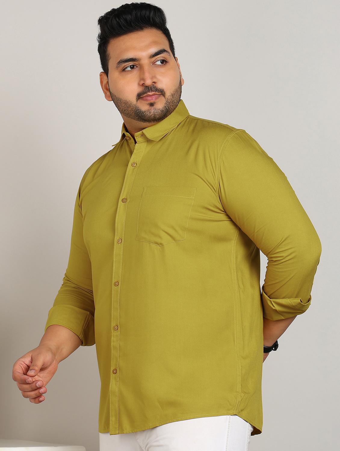 men plus size solid long sleeve regular fit casual shirt - 21956196 - Standard Image - 2