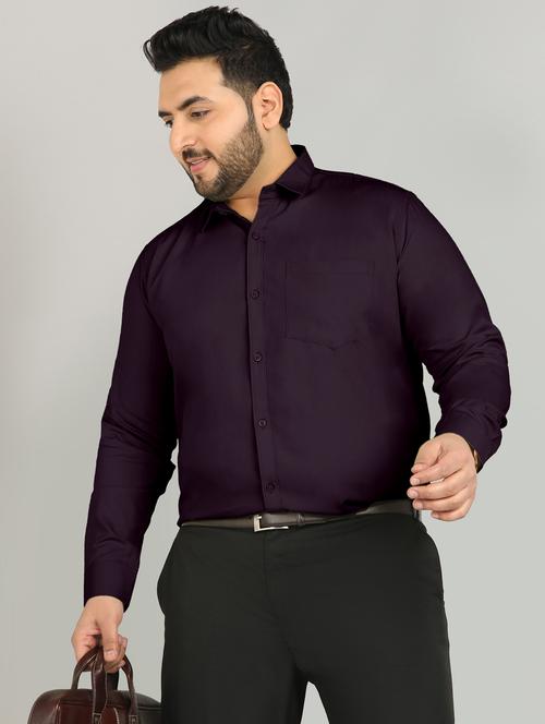 men plus size solid long sleeve regular fit formal shirt - 21956200 - Standard Image - 0