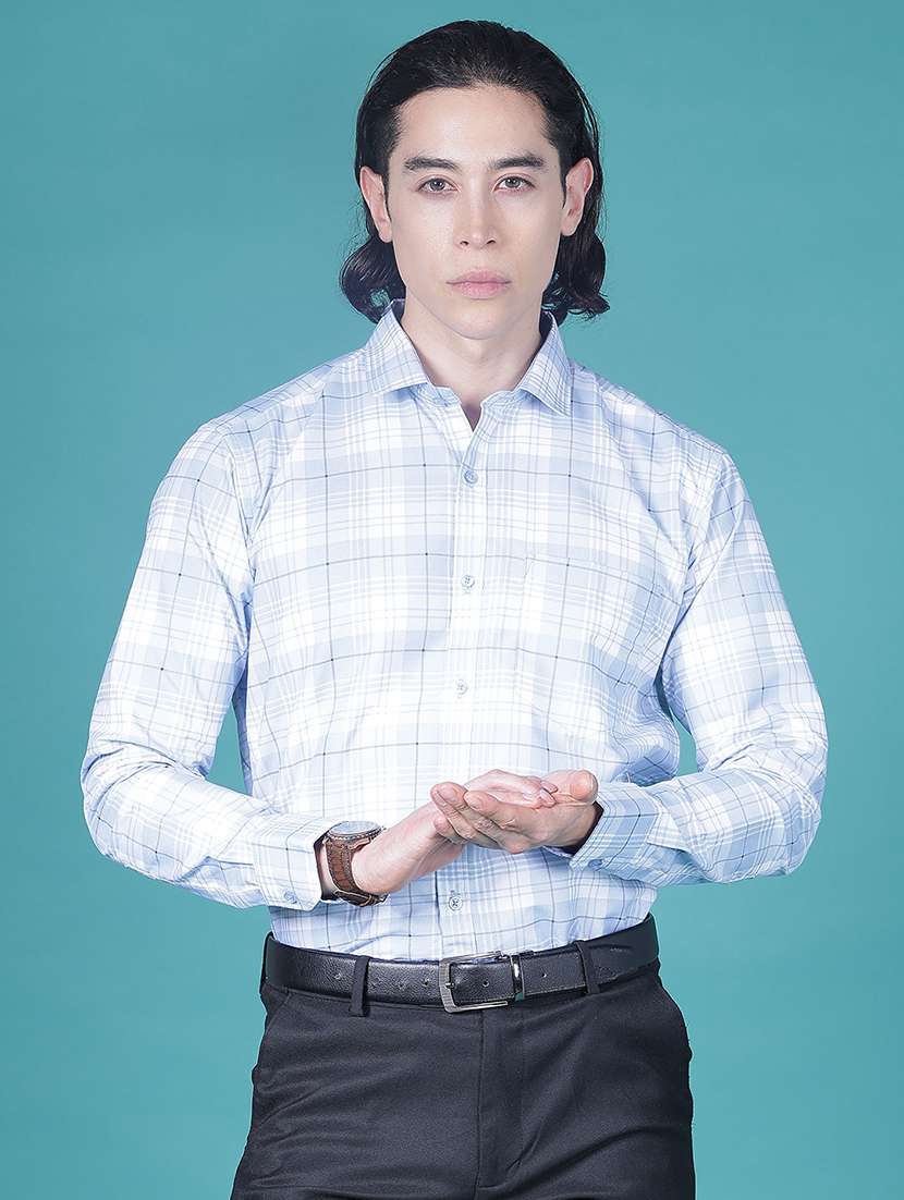 men checkered long sleeve slim fit formal shirt - 21956242 -  Standard Image - 2