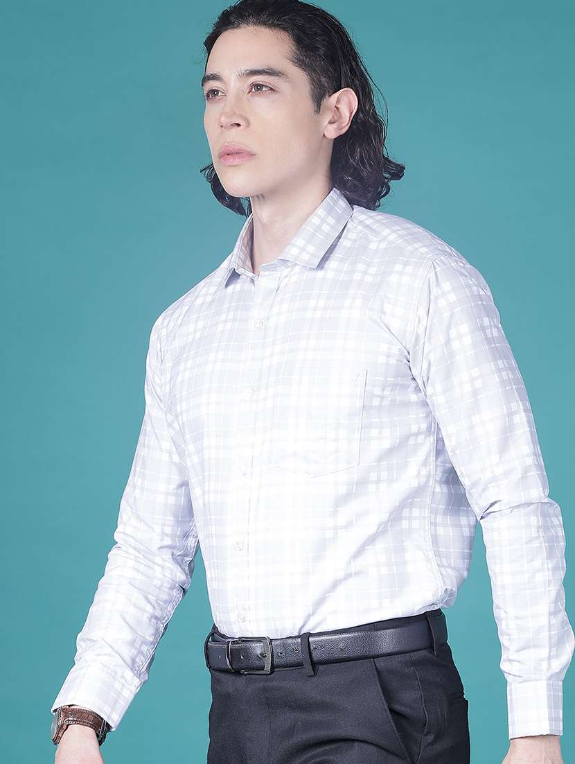 men checkered collared long sleeve formal shirt - 21956250 -  Standard Image - 2