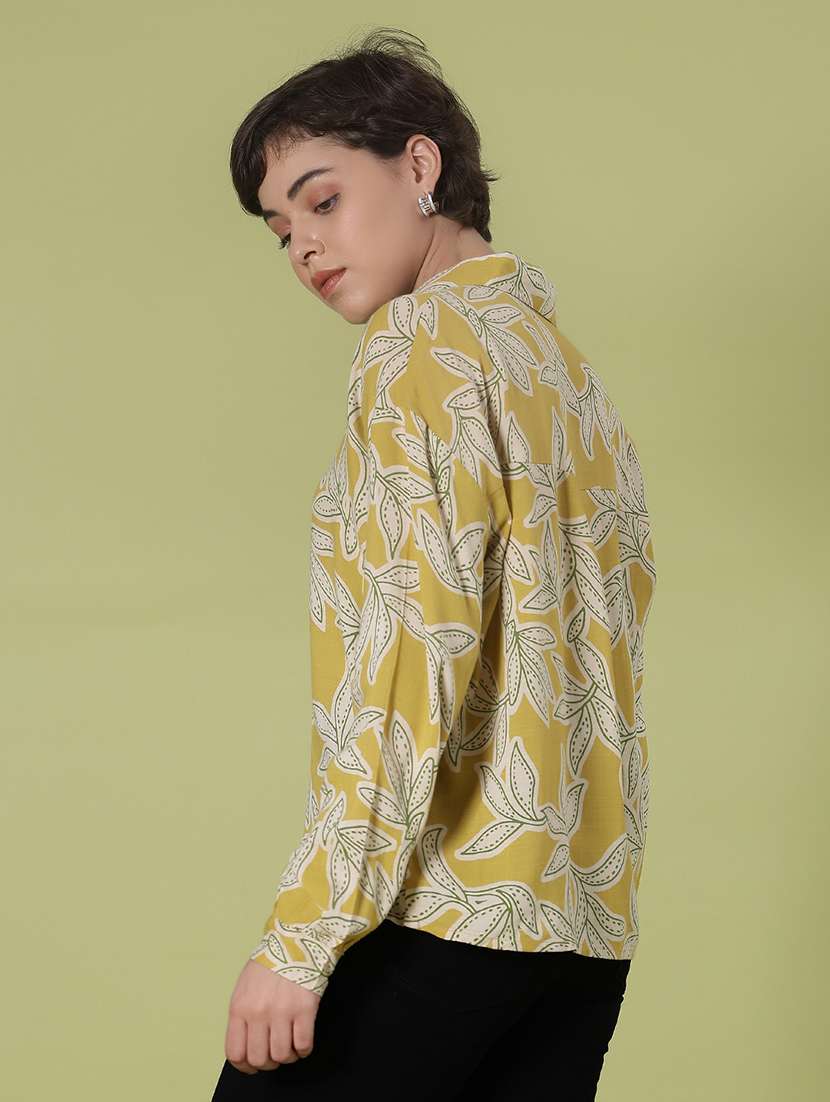 women printed collared long sleeve shirt - 21956363 -  Standard Image - 2