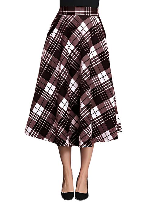 women checkered mid rise flared skirt - 21956435 - Standard Image - 0
